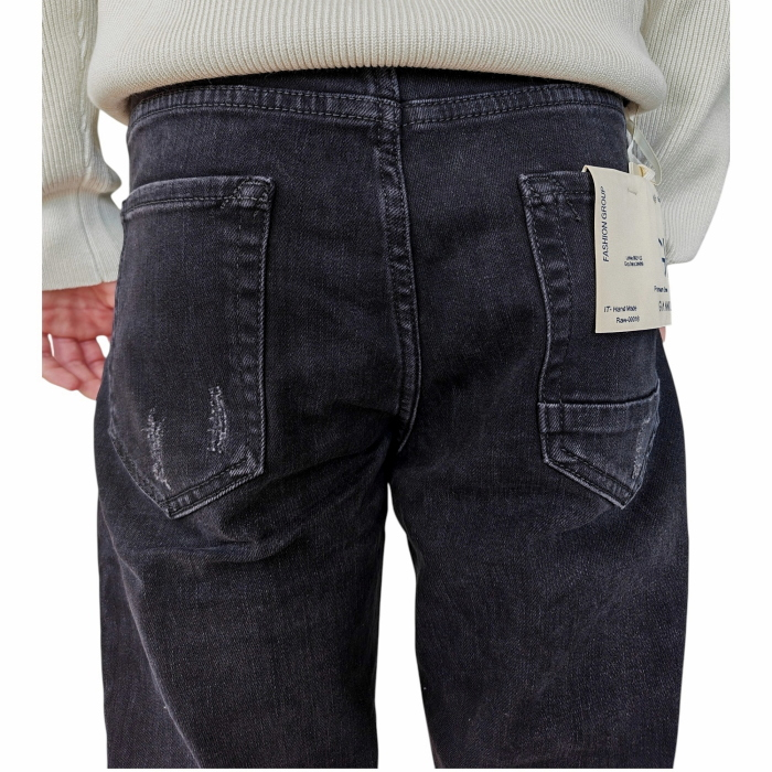 Jeans uomo GIANNI LUPO carrot fit 95 5 tasche black wash con graffi
