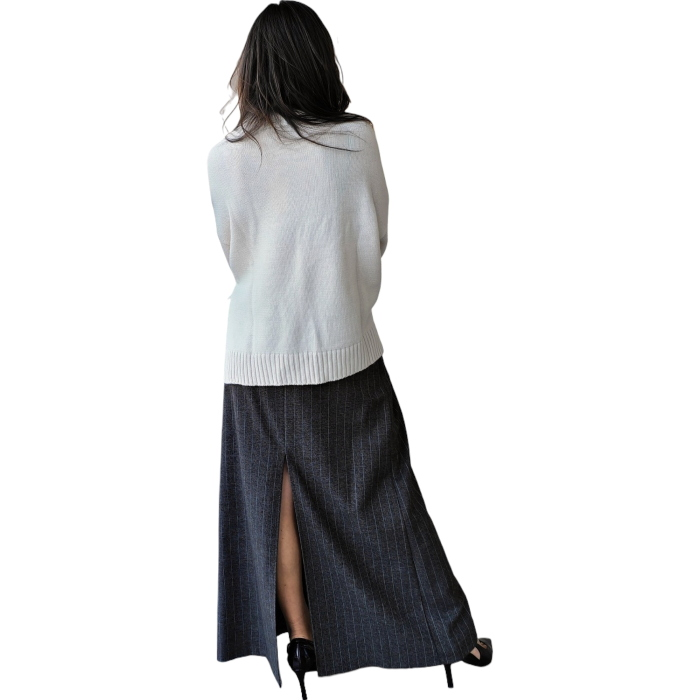 Maglia donna SAIPH loose fit misto lana/alpaca collo vulcano frange fianco orli a costine