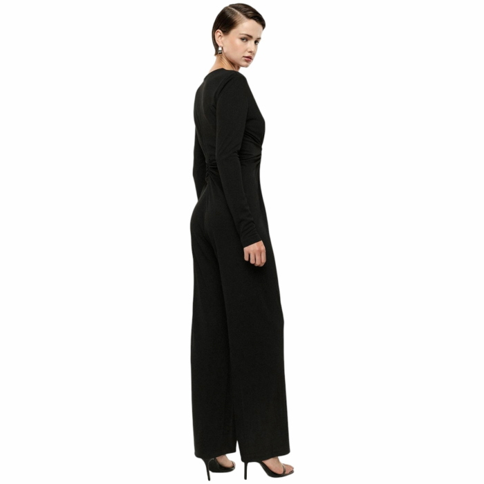 Tuta donna IMPERIAL manche lunghe drappeggio scollo V e fibbia forata centrale