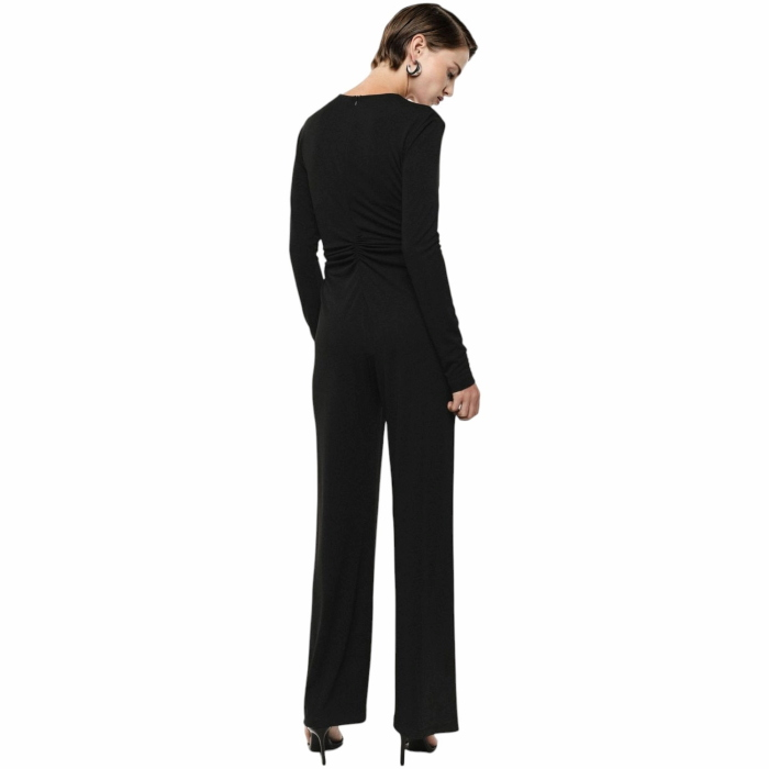 Tuta donna IMPERIAL manche lunghe drappeggio scollo V e fibbia forata centrale