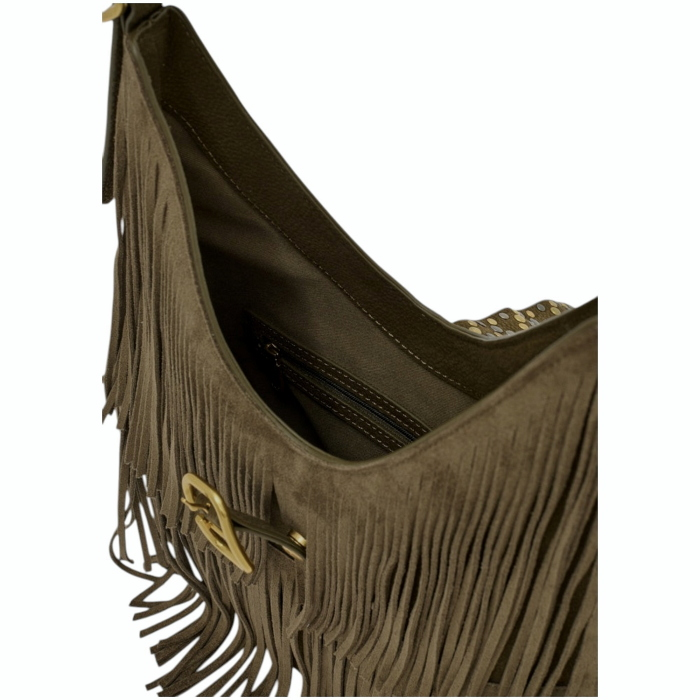 Borsa donna NALI' in camoscio mod. Montana a spalla con frange