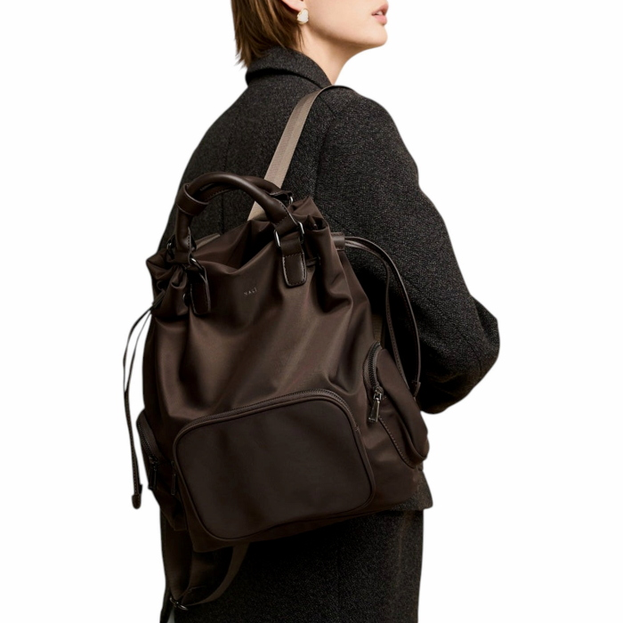 Zaino donna NALI' tessuto impermeabile mod. Noor con coulisse e spallacci regolabili