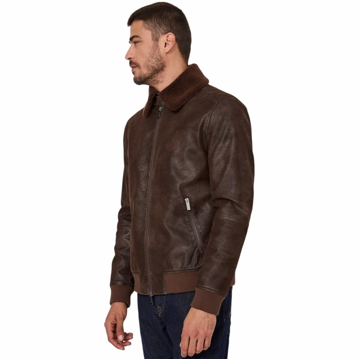 Giubbotto uomo GAUDI' aviator eco montone colletto teddy orli elastici