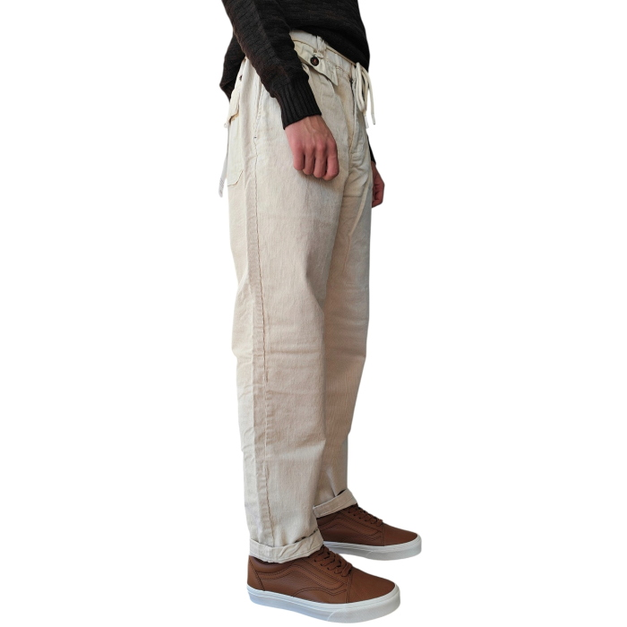 Pantalone uomo BERNA japan fit in velluto a costine con pinces e coulisse