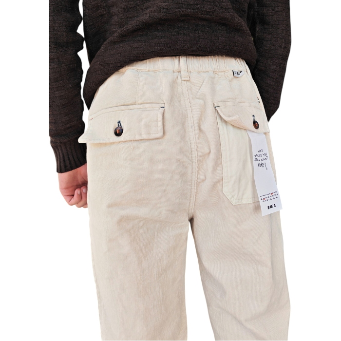 Pantalone uomo BERNA japan fit in velluto a costine con pinces e coulisse