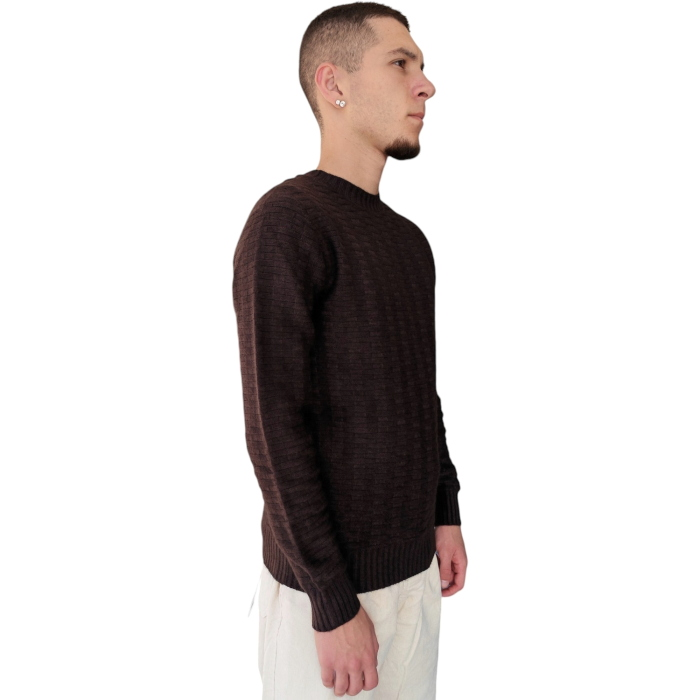 Maglia uomo BERNA lupetto misto viscosa/cotone lavorazione punto canestro