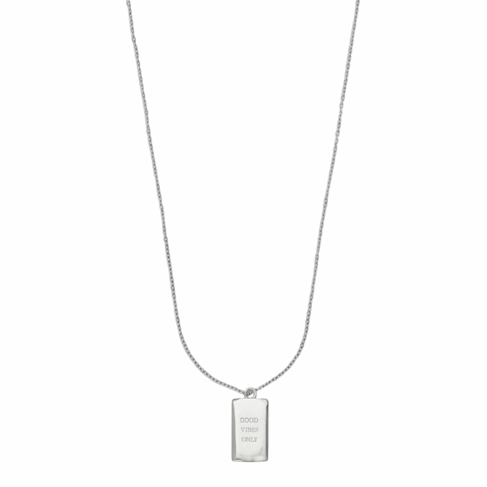 Collana donna NALI' 100% acciaio inox catenina con placca incisa Good Vibes