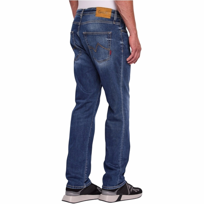 Jeans uomo GAUDI' regular fit in cotone elasticizzato gamba dritta effetto used