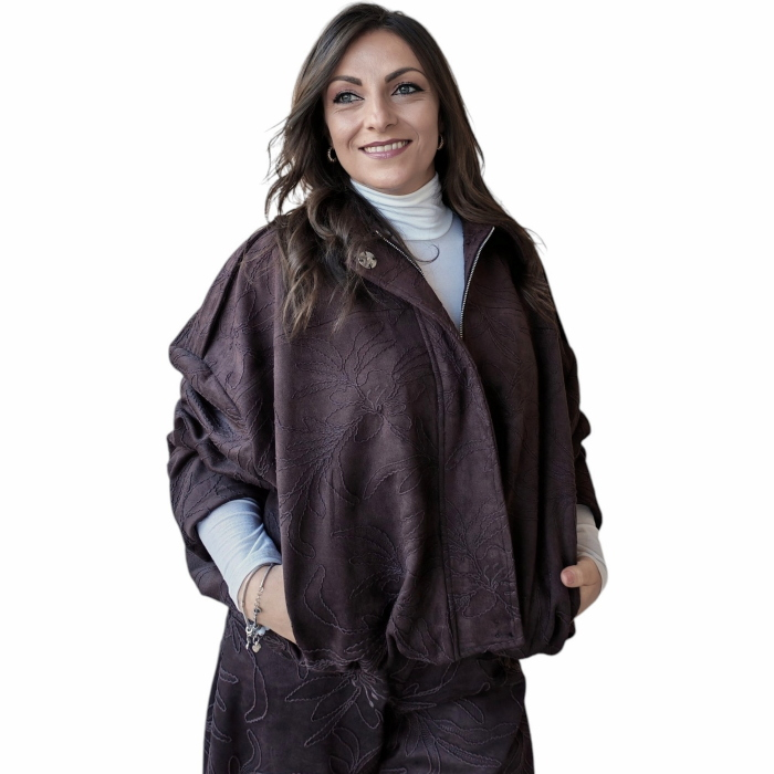 Completo donna IMPERIAL ricamato bomber crop pantalone ampio vita alta