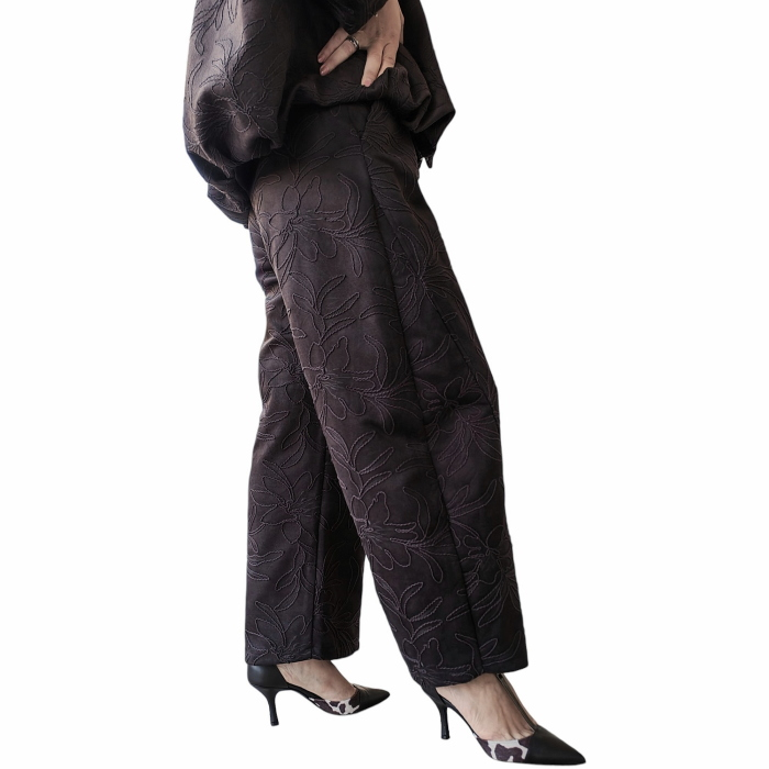 Completo donna IMPERIAL ricamato bomber crop pantalone ampio vita alta