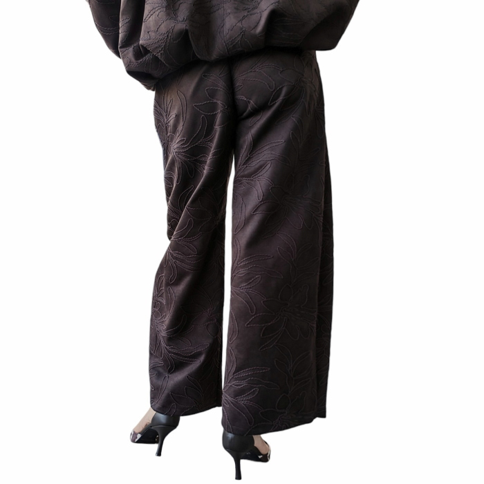Completo donna IMPERIAL ricamato bomber crop pantalone ampio vita alta