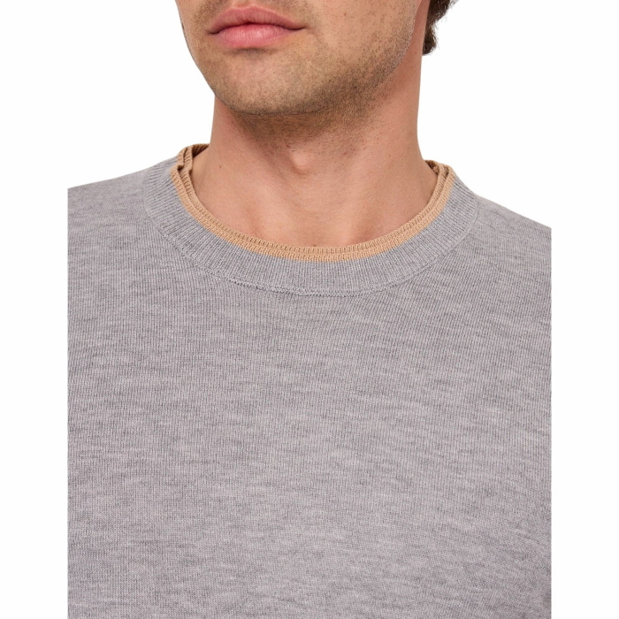 Maglia uomo GAUDI' filato rasato girocollo orli elastici con bordi a contrasto