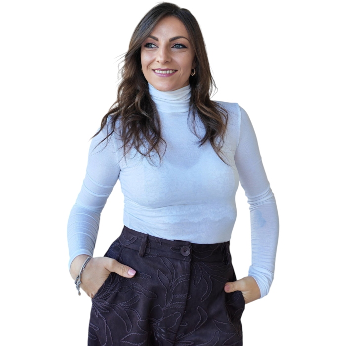 Maglia donna IMPERIAL sottile sotto giacca misto lana/lyocell collo alto