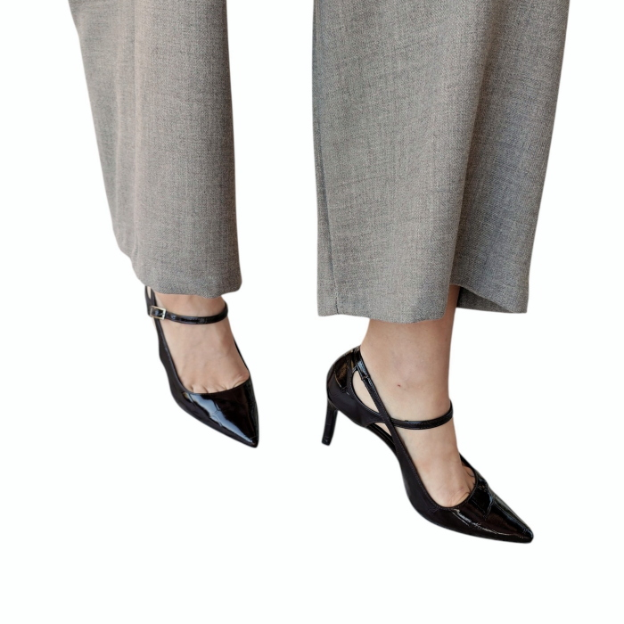 Tuta donna SAIPH top taglio dritto pantalone ampio con pence e tasche