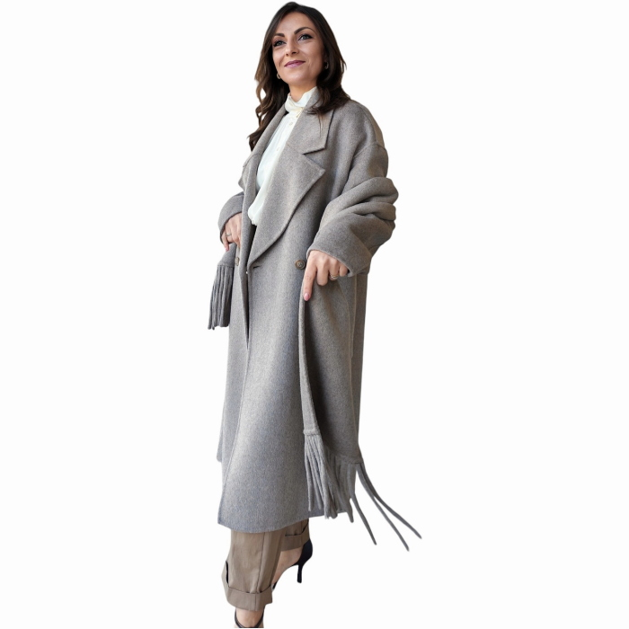Cappotto donna IMPERIAL misto lana over fit con sciarpa tono su tono