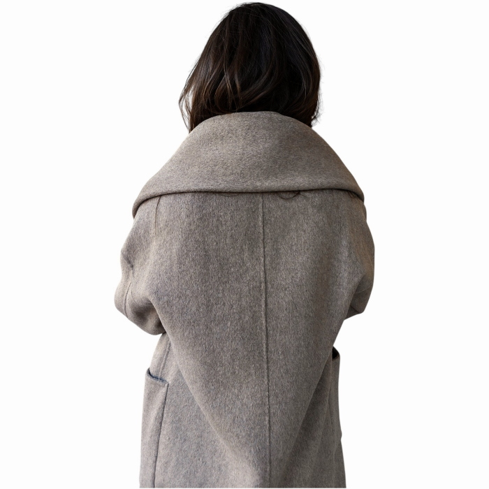 Cappotto donna IMPERIAL misto lana over fit con sciarpa tono su tono