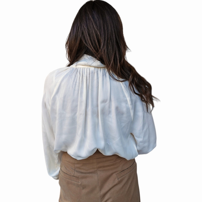 Camicia donna IMPERIAL collo alto con maniche lunghe arricciate 