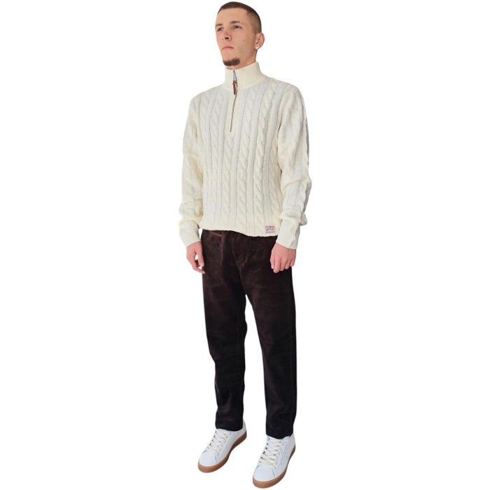 Pantalone uomo BERNA cropped fit in velluto a coste puro cotone