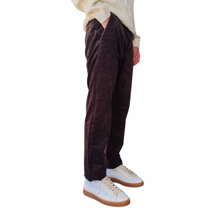Pantalone uomo BERNA cropped fit in velluto a coste puro cotone