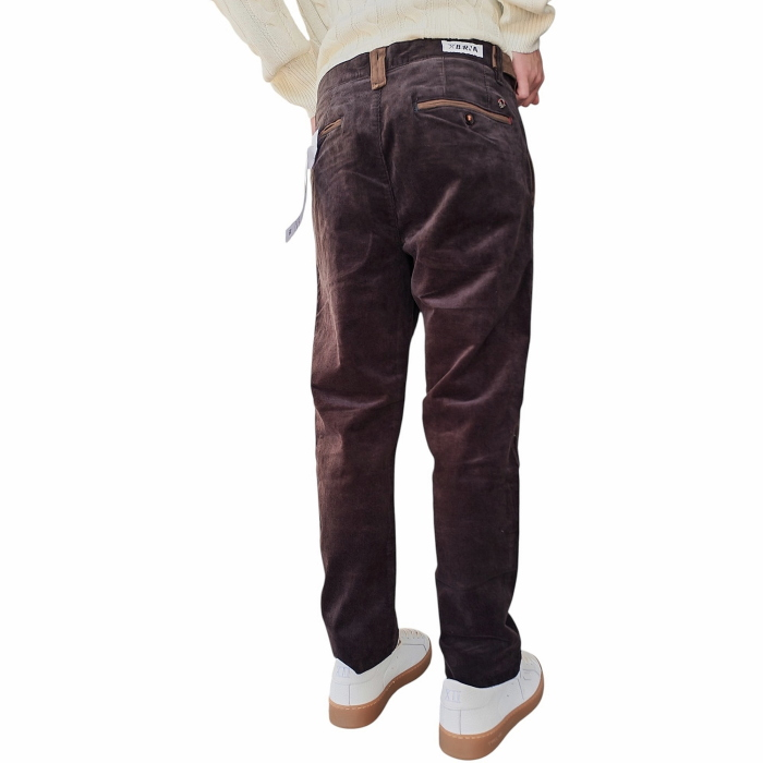 Pantalone uomo BERNA cropped fit in velluto a coste puro cotone