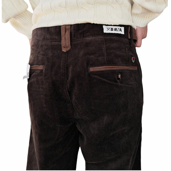 Pantalone uomo BERNA cropped fit in velluto a coste puro cotone