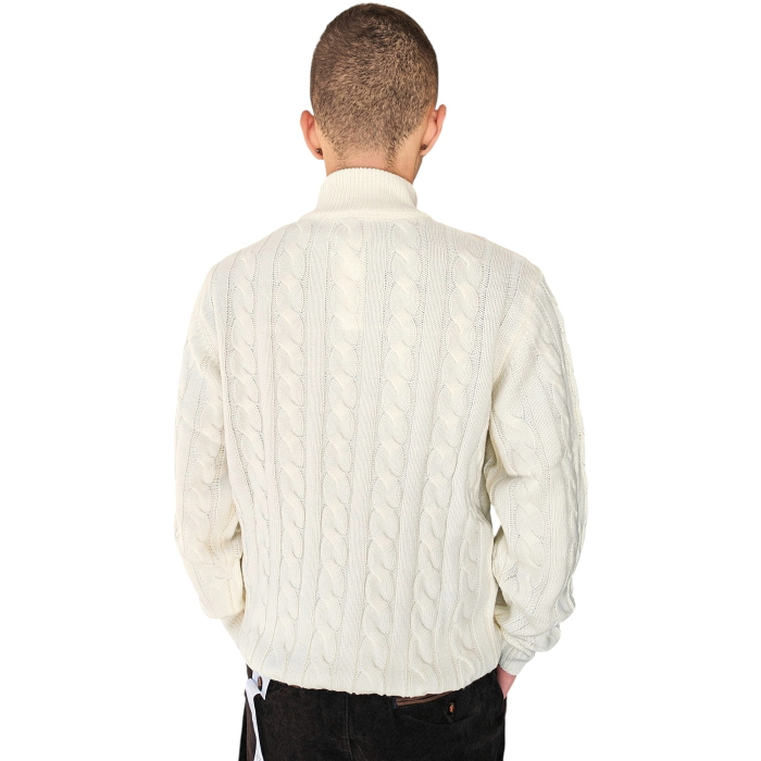 Maglia uomo GIANNI LUPO misto lana a trecce e collo ad imbuto con zip 