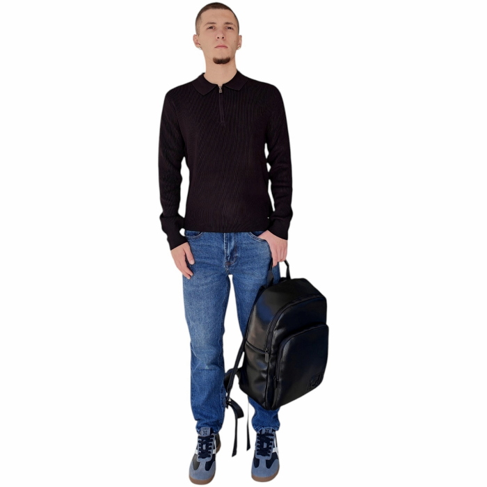   Maglia uomo GIANNI LUPO misto viscosa lavorazione costine colletto con zip
