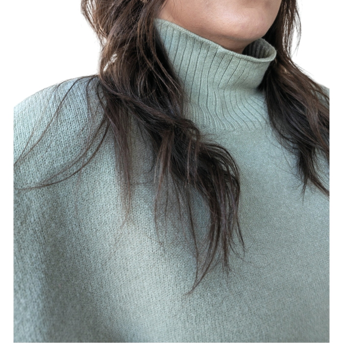 Maglia donna IMPERIAL in viscosa relaxed fit collo alto manica 3/4 