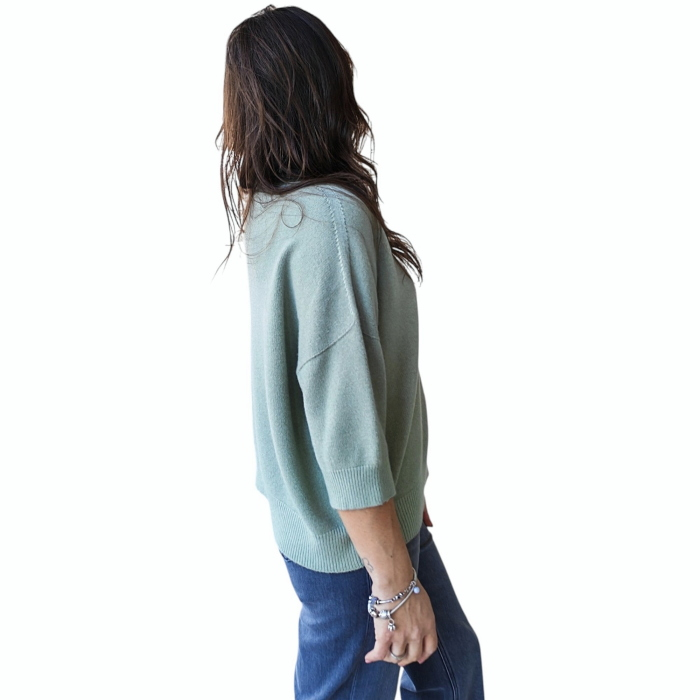 Maglia donna IMPERIAL in viscosa relaxed fit collo alto manica 3/4 