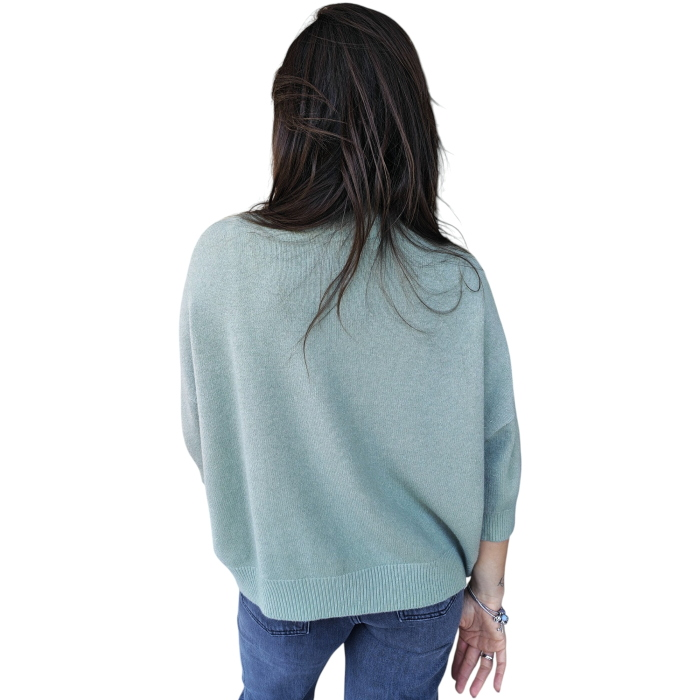 Maglia donna IMPERIAL in viscosa relaxed fit collo alto manica 3/4 