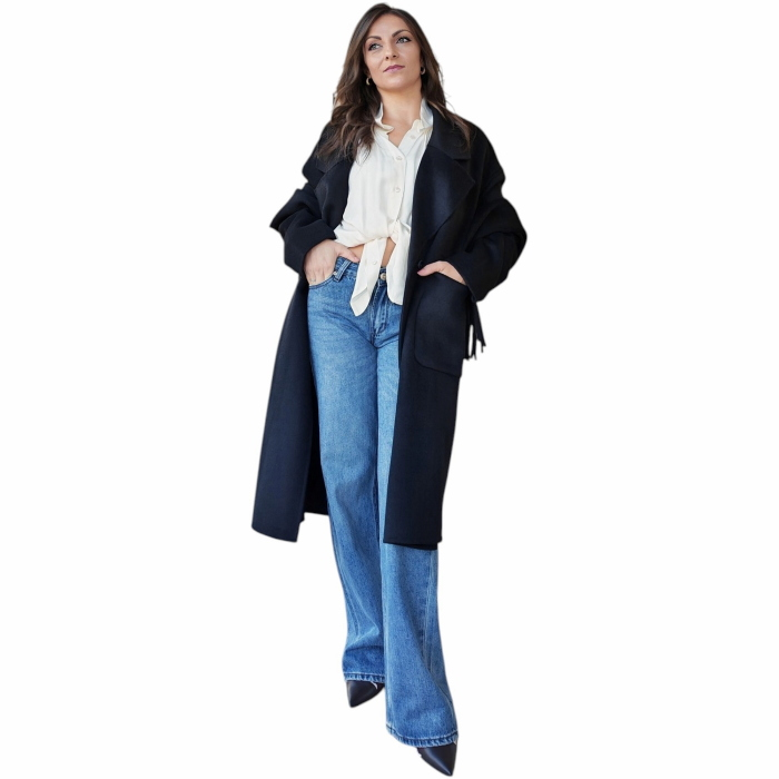   Cappotto donna IMPERIAL misto lana over fit con sciarpa tono su tono