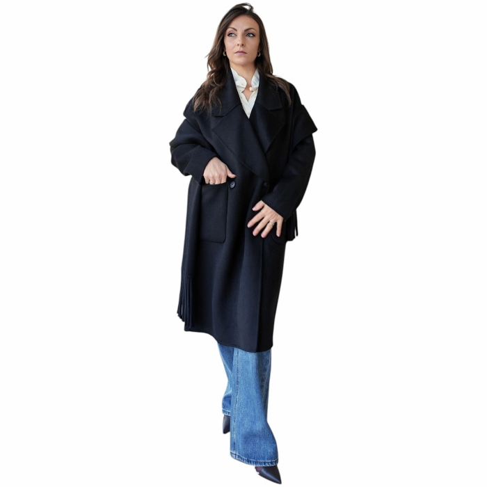   Cappotto donna IMPERIAL misto lana over fit con sciarpa tono su tono