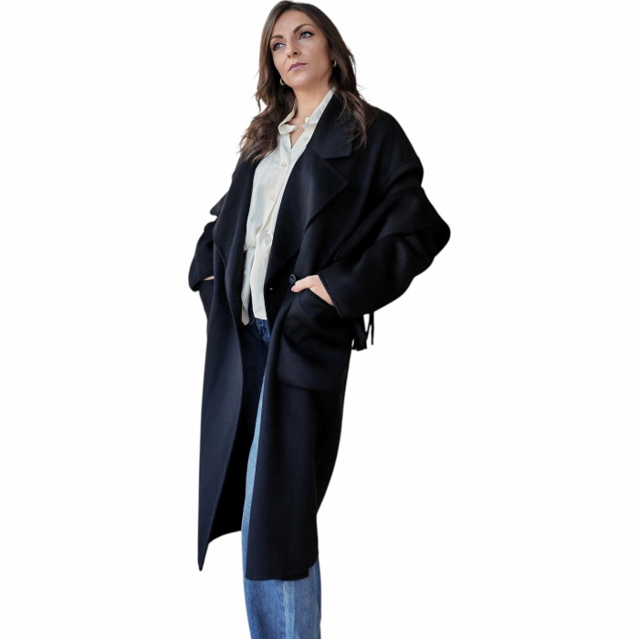   Cappotto donna IMPERIAL misto lana over fit con sciarpa tono su tono