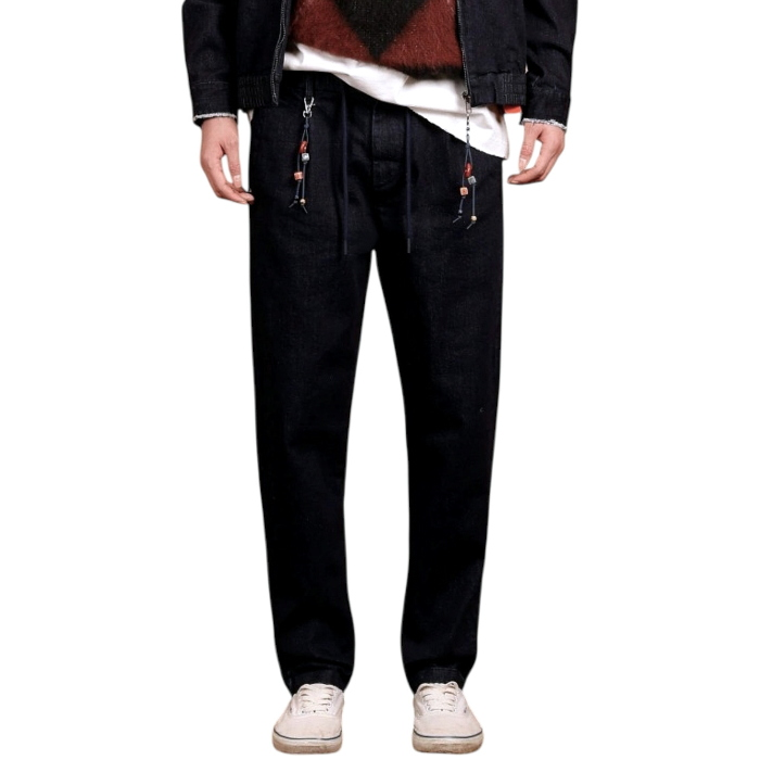 Pantalaccio uomo BERNA cropped fit puro cotone effetto denim vita elasticizzata e pence