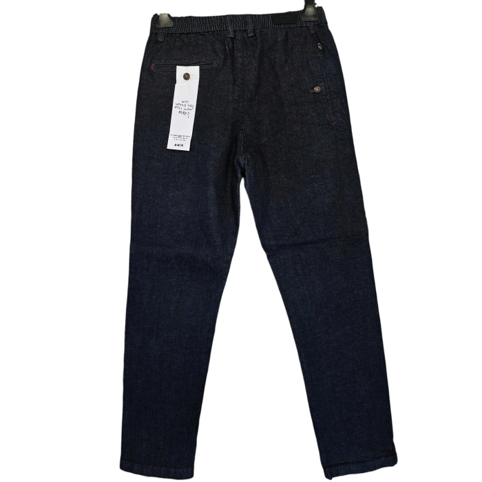 Pantalaccio uomo BERNA cropped fit puro cotone effetto denim vita elasticizzata e pence