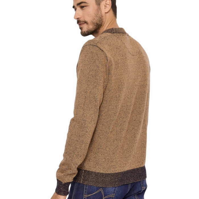 Maglia uomo GUAUDI' misto cotone/lana lavorata doppio filo girocollo orli a contrasto