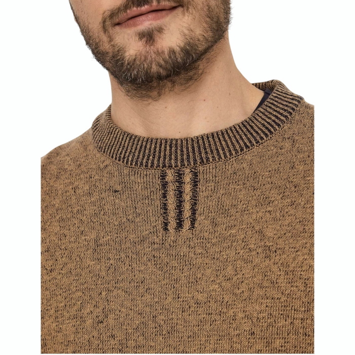 Maglia uomo GUAUDI' misto cotone/lana lavorata doppio filo girocollo orli a contrasto
