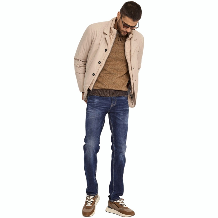 Maglia uomo GUAUDI' misto cotone/lana lavorata doppio filo girocollo orli a contrasto