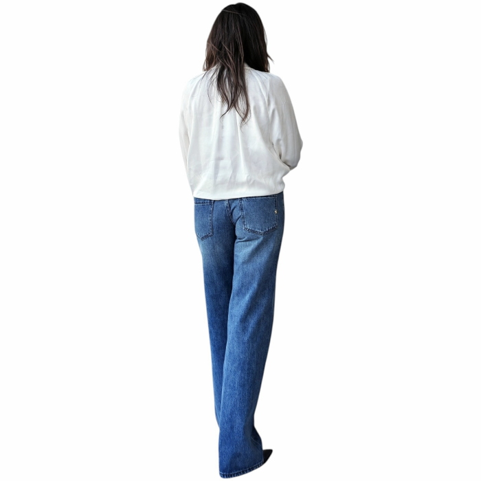 Jeans donna GIANNI LUPO low rise wide gamba dritta vita bassa lavaggio classico