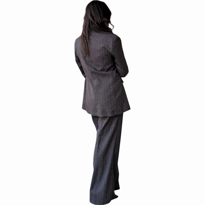 Tailleur donna SAIPH gessato giacca monopetto pantalone gamba dritta