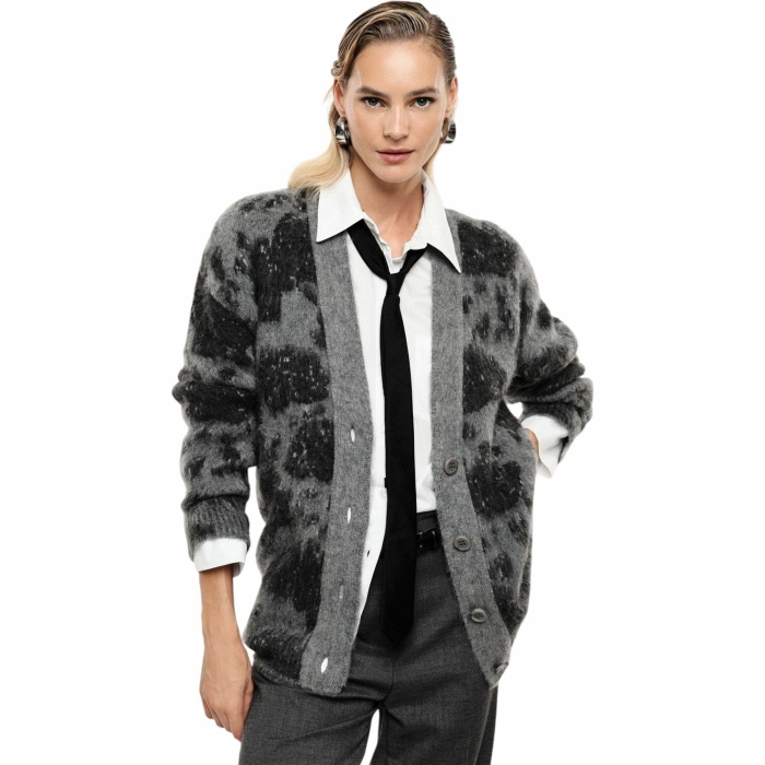 Cardigan donna IMPERIAL oversize stampa sfumata scollo a V con bottoni
