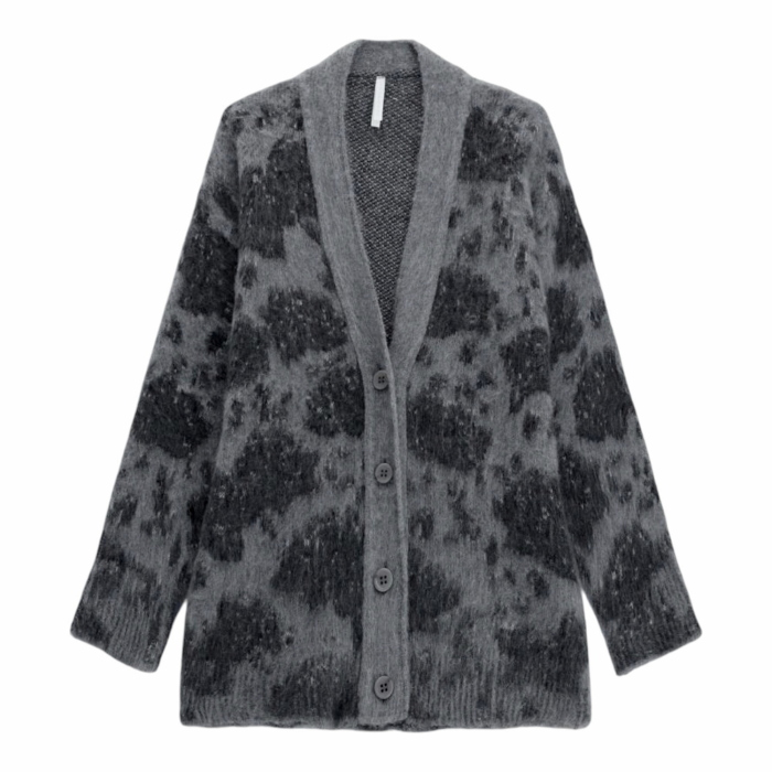 Cardigan donna IMPERIAL oversize stampa sfumata scollo a V con bottoni