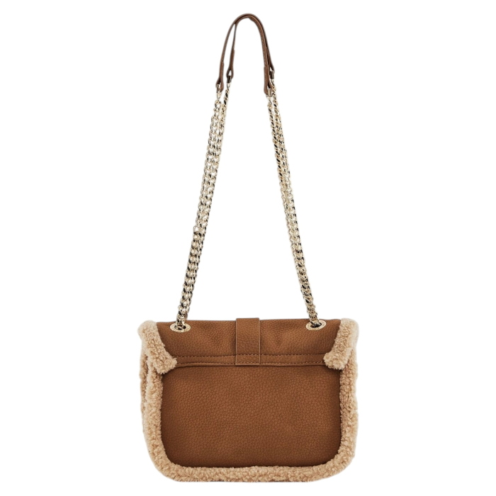 Borsa donna GAUDI' crossbody in similpelle con orli teddy e manici catena