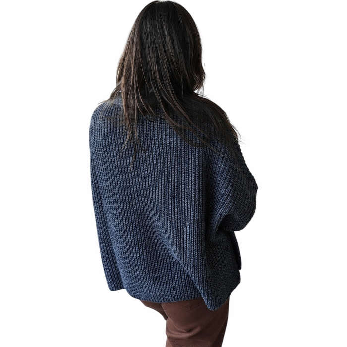Cardigan donna SAIPH misto lana/alpaca loose fit a coste con tasche applicate e bottoni