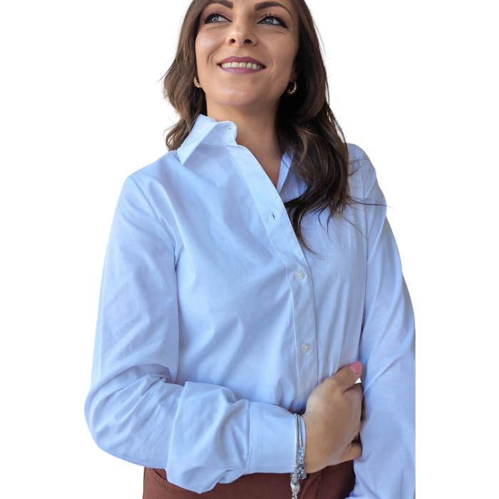 Camicia donna BERNA a body tinta unita puro cotone slim fit collo classico