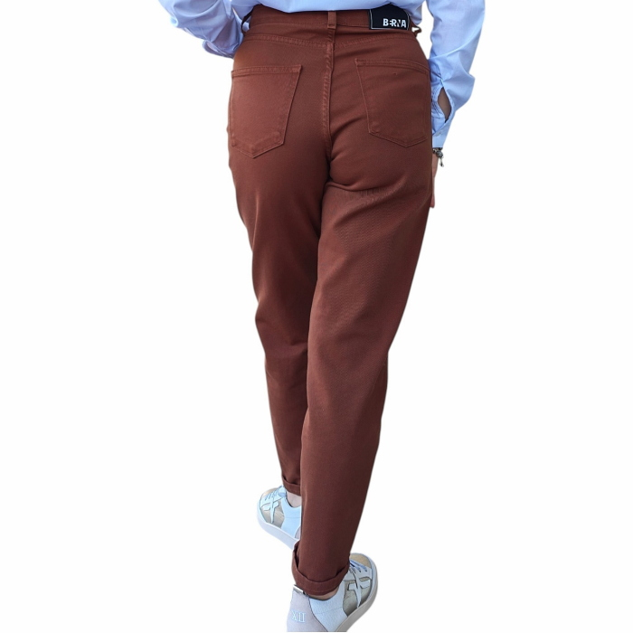Pantalone donna BERNA carrot fit tinta colorato tinta unita puro cotone