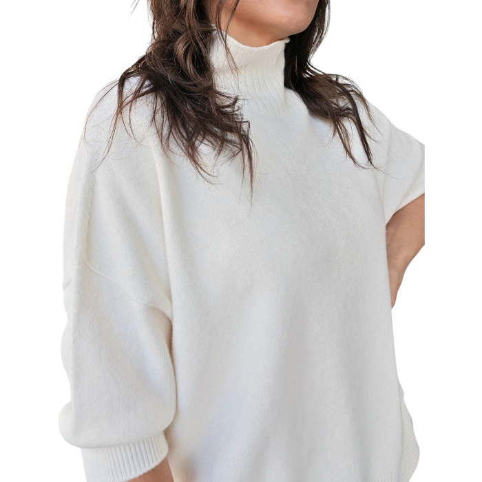 Maglia donna IMPERIAL in viscosa relaxed fit collo alto manica 3/4
