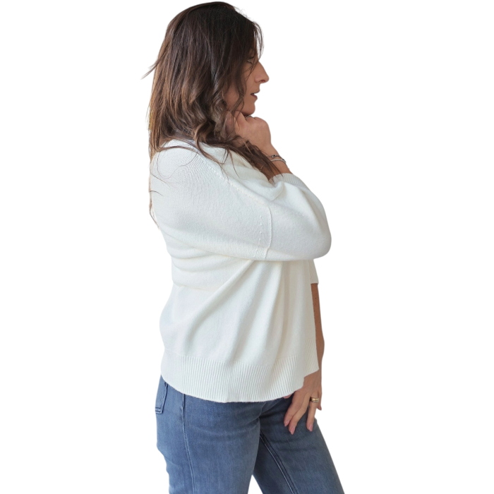Maglia donna IMPERIAL in viscosa relaxed fit collo alto manica 3/4