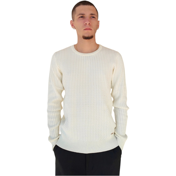 Maglia uomo GIANNI LUPO girocollo misto lana lavorazione a treccine