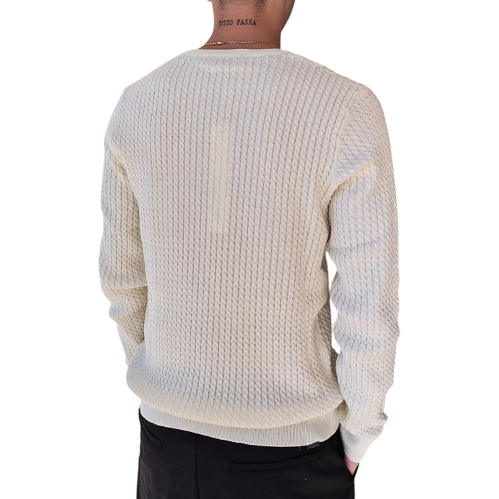 Maglia uomo GIANNI LUPO girocollo misto lana lavorazione a treccine